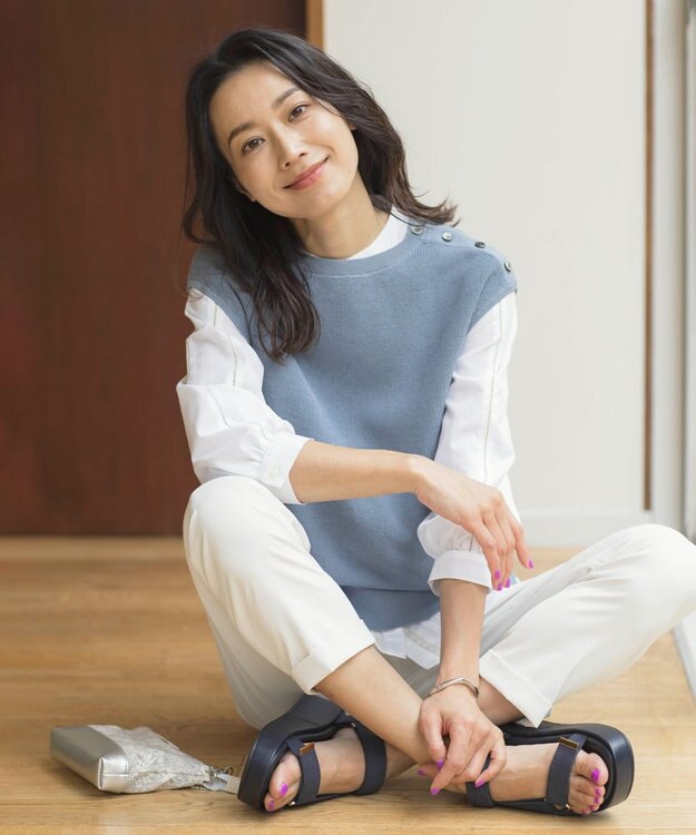 J.PRESS LADIES L 【洗える・吸水速乾】麻シェルドライ テーパード パンツ アイボリー系