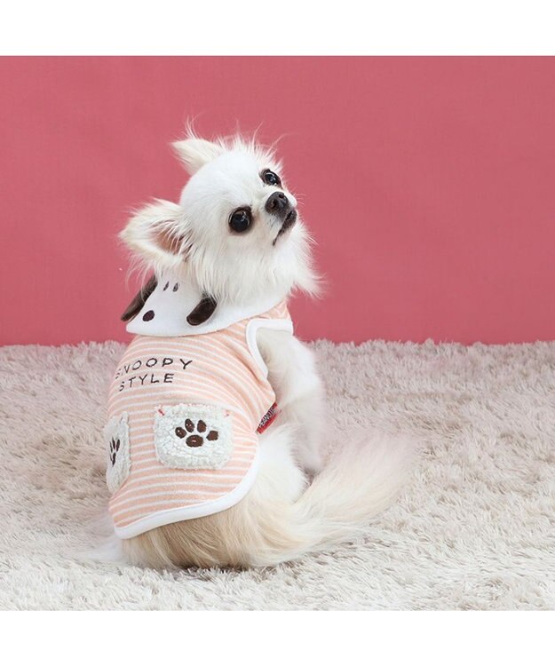 PET PARADISE スヌーピー サーモキープ タンクトップ  《お顔襟》 小型犬 オレンジ