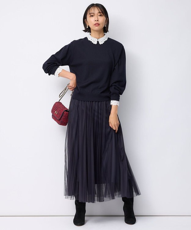 23区 GIOLICAツイード チェーンショルダーバッグ レッドミックス