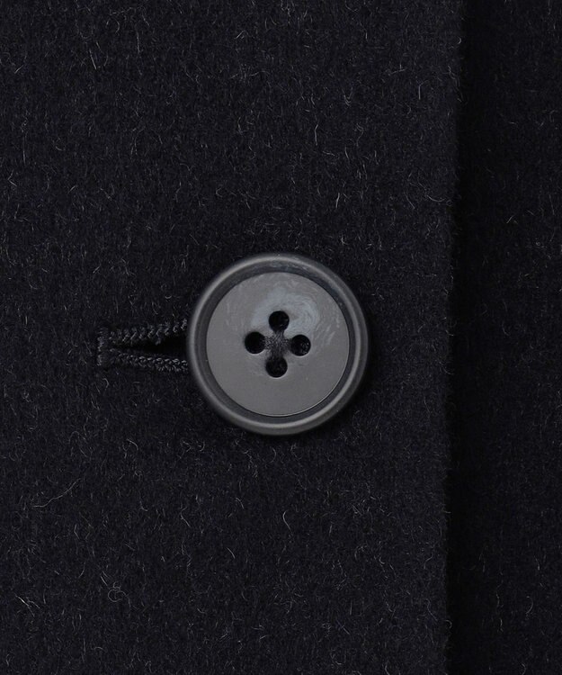 J.PRESS LADIES L ウールナイロンリバーチェック フード付き コート ネイビー×チェック系