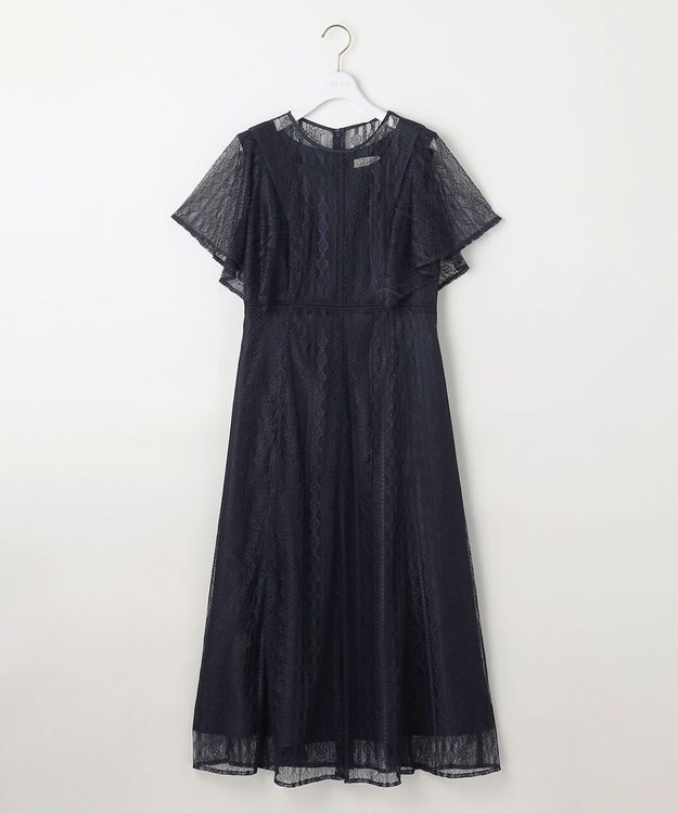 ANY SIS 【洗える】ストライプレーシー ドレス ネイビー