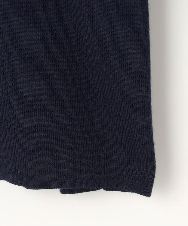 自由区 L 【洗える】シルクウールリブタートルネック ニット ブラック×ネイビー