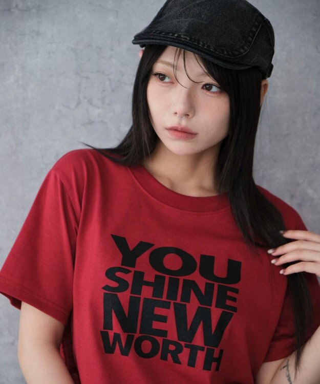 WEGO グラフィックショートサイドリボンドロストT 柄9