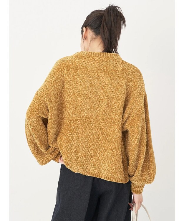 earth music&ecology シャイニーベロアモールプルオーバー Mustard