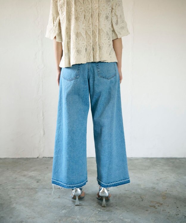 GRACE CONTINENTAL ボックスタックデニムパンツ インディゴ