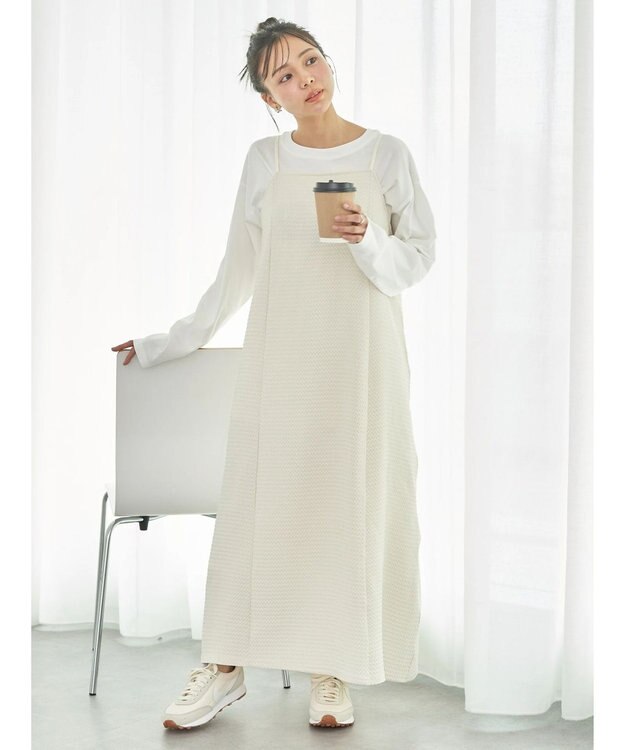 earth music&ecology なみなみ柄キャミワンピース Ivory