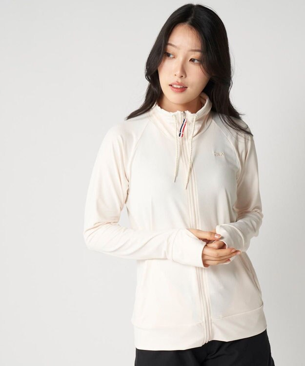 OP／FILA 【FILA】ラッシュガードブロックメッシュ スタンドカラージャケット オフホワイト