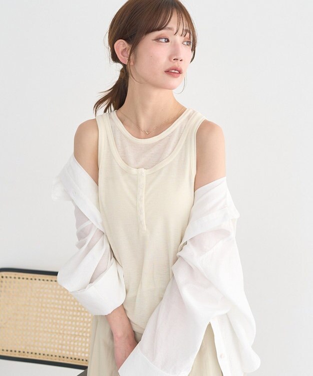 earth music&ecology 【SET】シアーフライスレイヤードタンクトップ Ivory