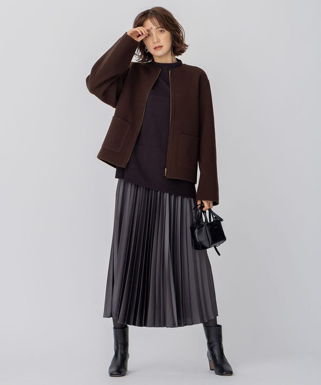 23区 ウールリバー ショートコート ダークブラウン系