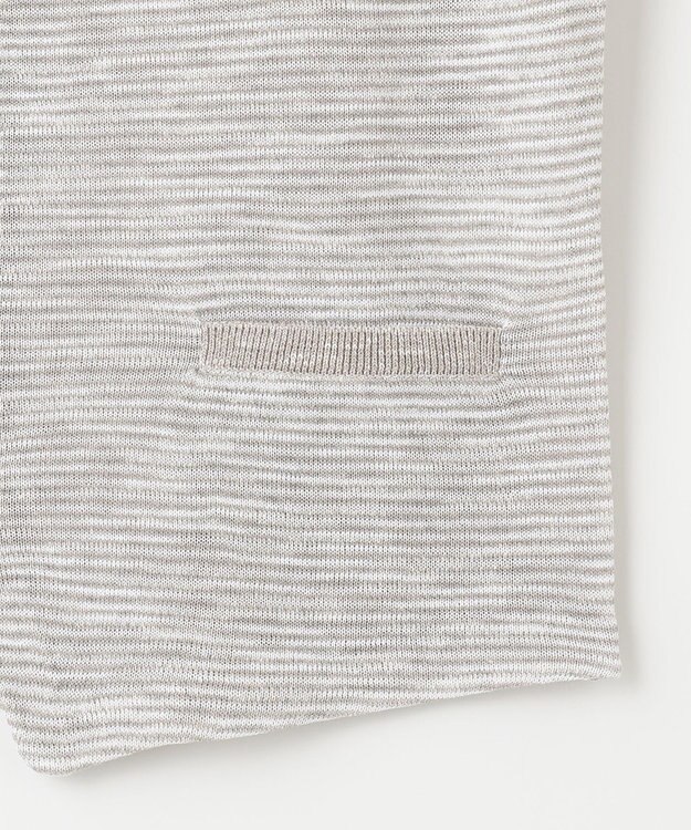 JOSEPH ABBOUD 【キングサイズ・軽い/洗える】スラブギマボーダーニットベスト ライトグレー系1