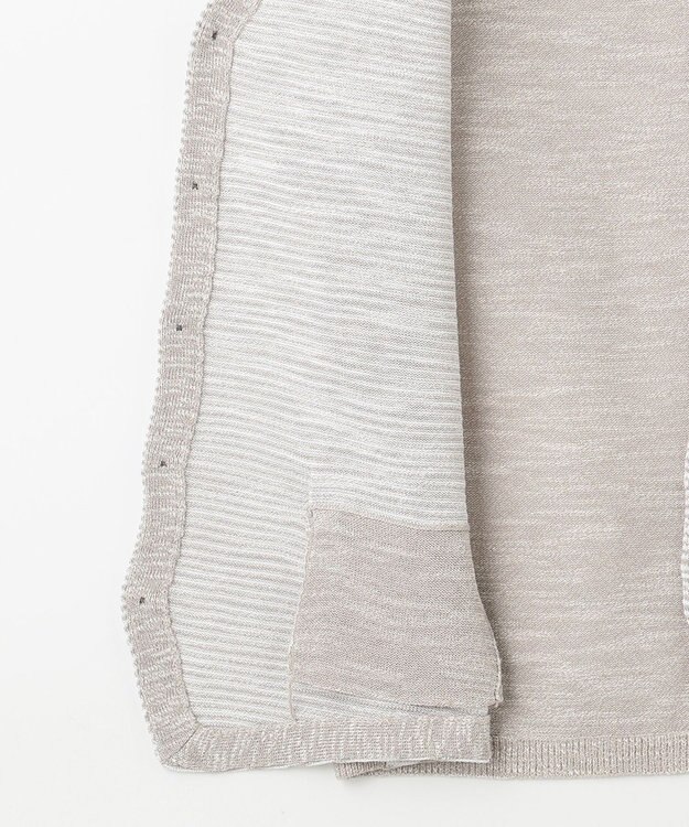 JOSEPH ABBOUD 【キングサイズ・軽い/洗える】スラブギマボーダーニットベスト ライトグレー系1