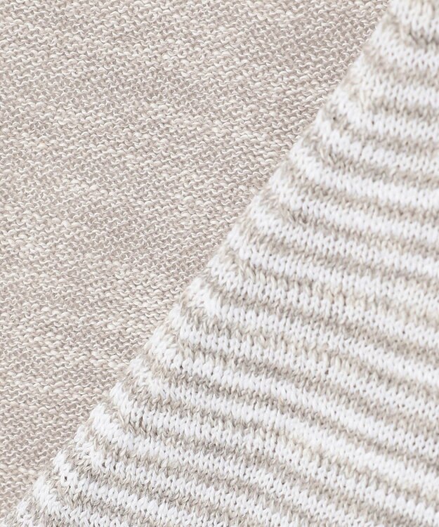 JOSEPH ABBOUD 【キングサイズ・軽い/洗える】スラブギマボーダーニットベスト ライトグレー系1