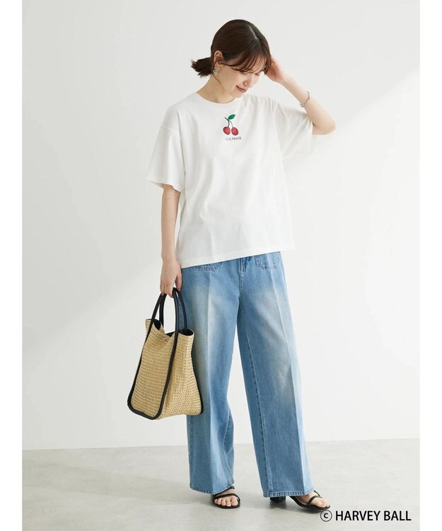 Green Parks Ｓｍｉｌｅｙ　Ｆａｃｅ／チェリープリントＴシャツ White