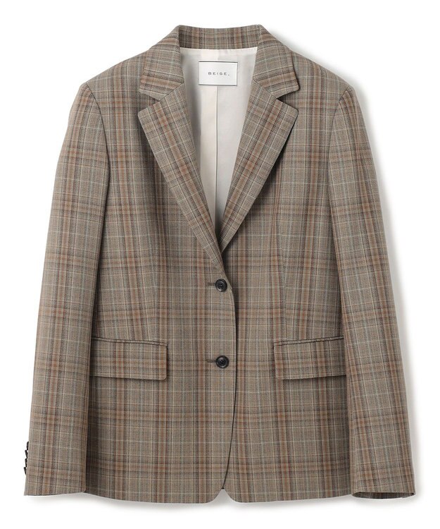 BEIGE， 【Oggi ８月号掲載】SELMA / チェックウールテーラードジャケット Camel × Nude