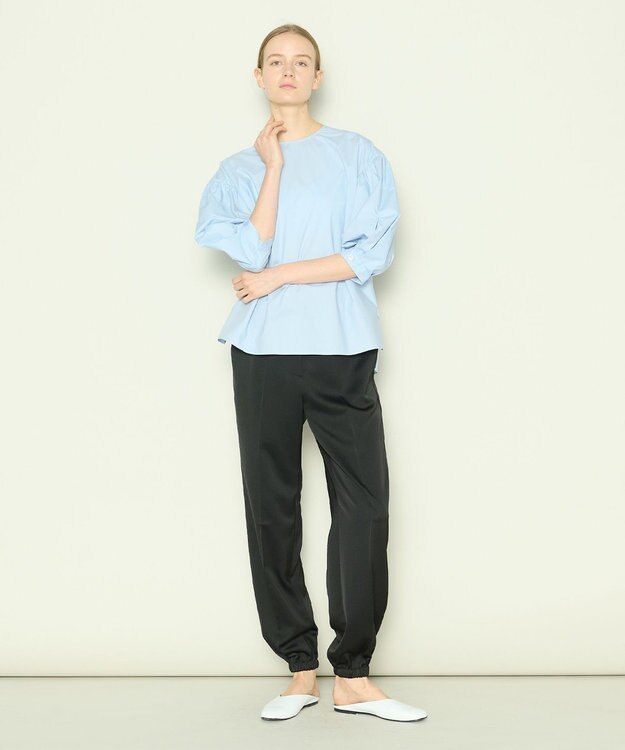 JOSEPH 【洗える】コットンシルク　ラウンドネックブラウス Sky blue