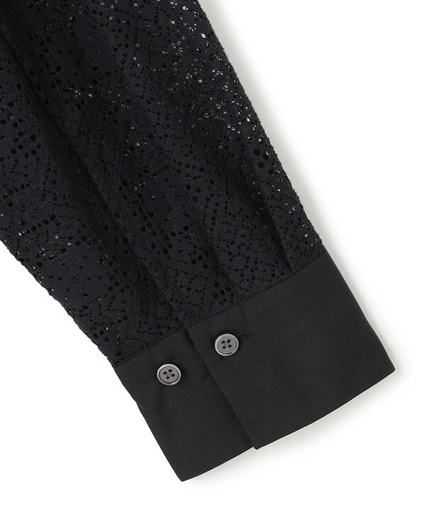 UNFILO ブロックレース バンドカラーシャツ ブラック