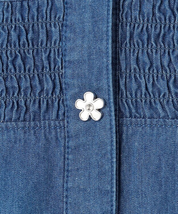 組曲 KIDS 【150-160㎝】 フラワーボタンデニムワンピース ネイビー