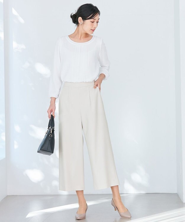 ANY SIS 【セットアップ対応】セレモニーダブルクロス ワイド パンツ ライトグレー