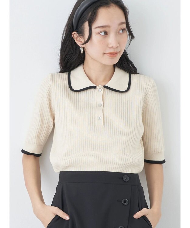 earth music&ecology ハイショクポロニット Ivory