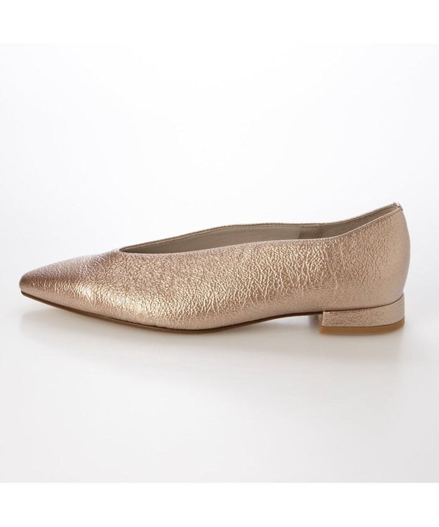 MODE ET JACOMO <MODE ET JACOMO>Uカットフラットプレーンパンプス ピンクメタリック