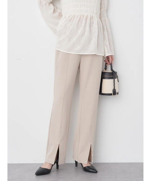 earth music&ecology パールスリットパンツ Light Beige