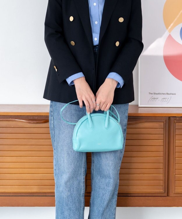 blancle シュリンクレザー 2WAY ミニボストン ロビンエッグブルー