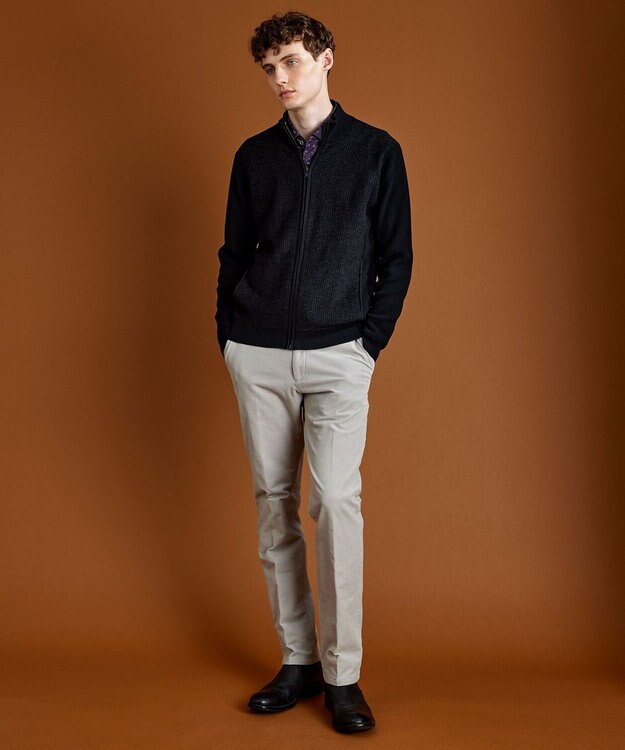 JOSEPH ABBOUD 【軽量/イージーケア】 KARL KARLジップ ニット ブルゾン ブラック系