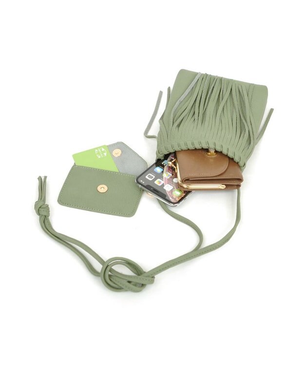 UNBILLION cachecache フリンジディテールスマホショルダー グリーン