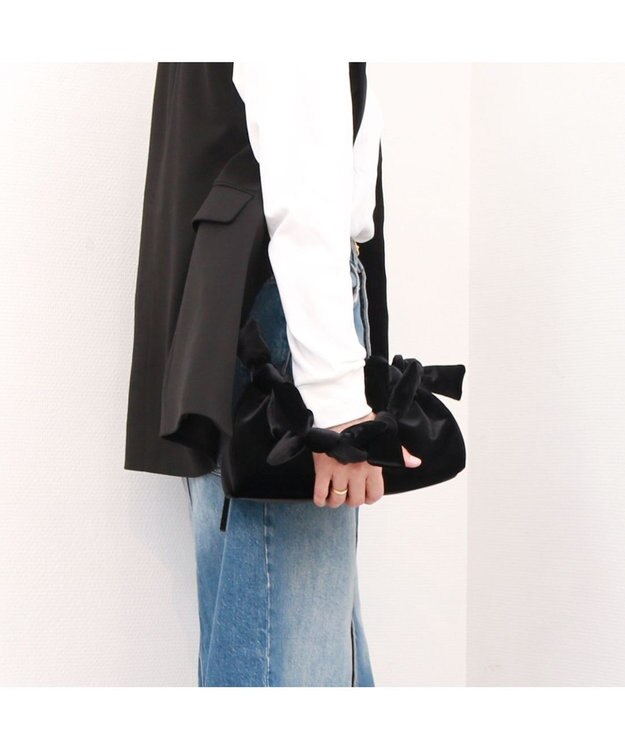 UNBILLION カカトゥ kakatoo / ベルベットリボンバゲットショルダーバッグ ブラック