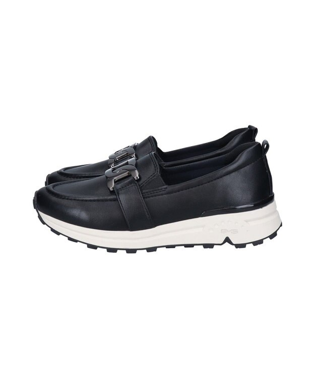 INTER-CHAUSSURES 【BUSSOLA】メタル飾りローファースニーカー ブラック