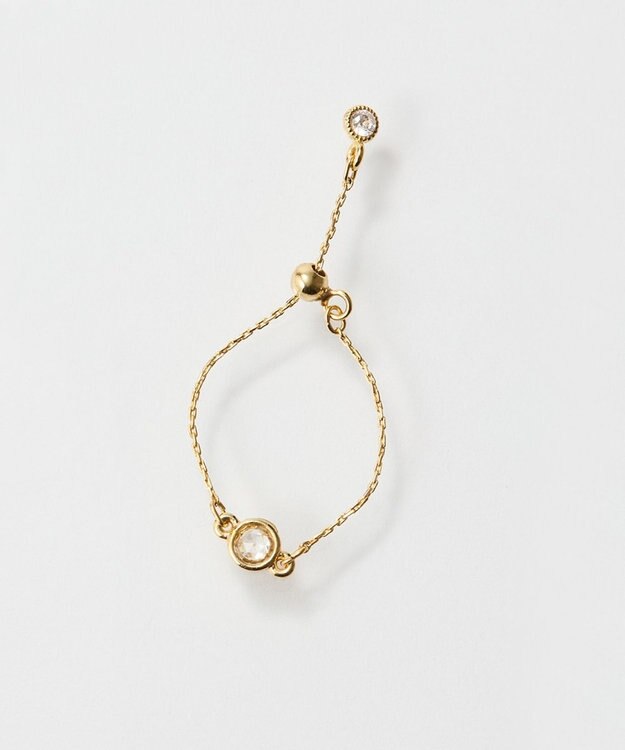Phoebe ≪サイズ調整可能≫【金属アレルギー対応】プチベゼルストーンチェーンリング　ゴールド