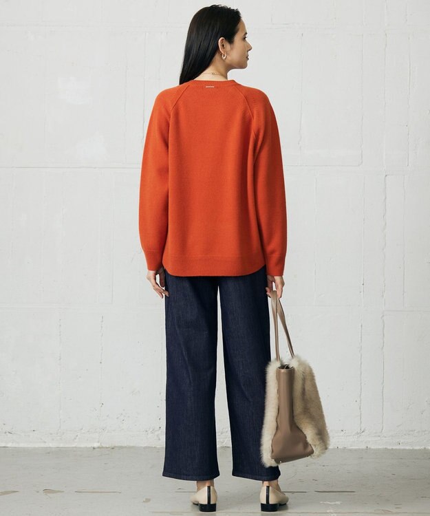 自由区 L ウールカシミヤブレンドラグランスリーブ ニット オレンジ