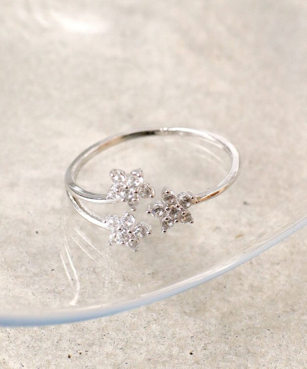 Tiaclasse ボタニカルモチーフストーンリング シルバーB