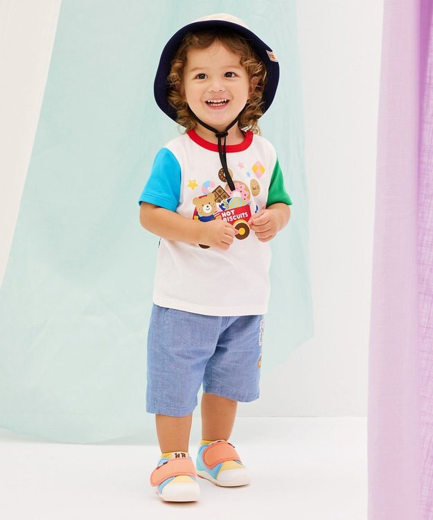 MIKI HOUSE HOT BISCUITS 【48-54cm】 日よけ付き サファリハット 赤×紺