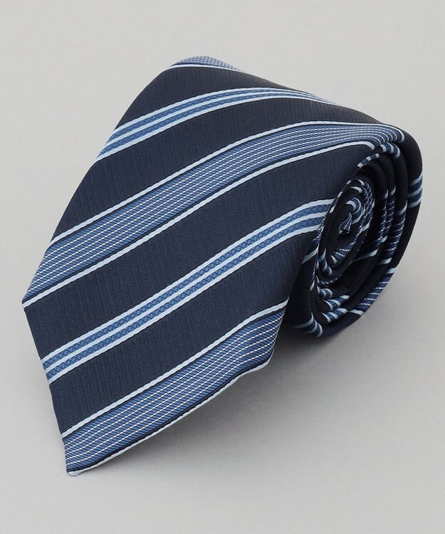 GOTAIRIKU 【日本製】シルク ネクタイ_ストライプ ネイビー系2