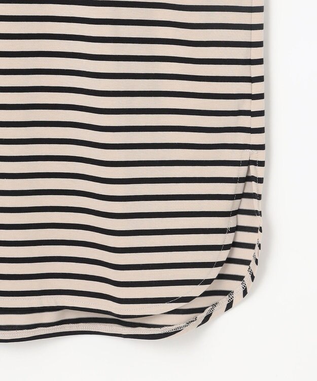 ANY L シャツテールロングスリーブＴシャツ ベージュ×ブラック