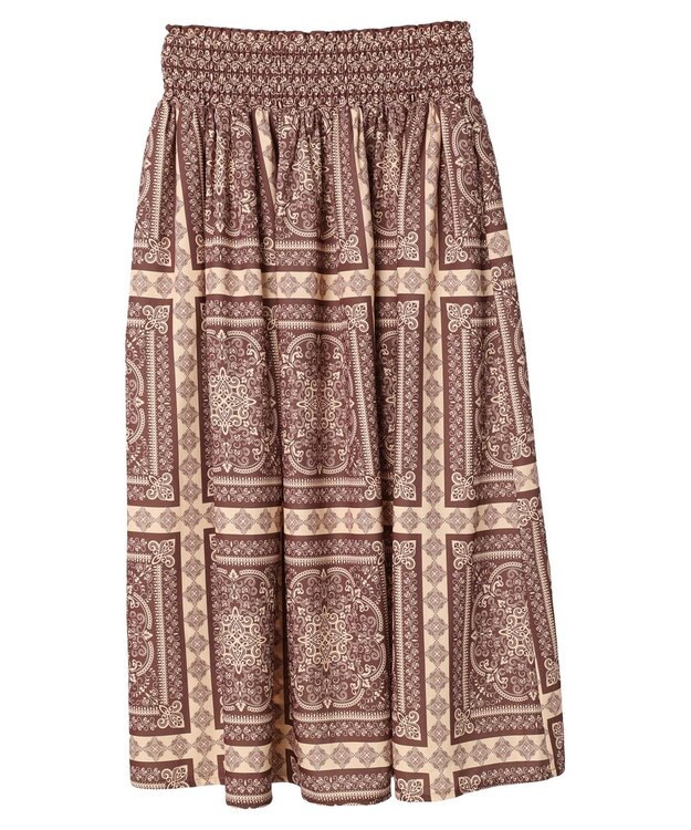 Green Parks ■ＥＳＣＡＲ　スカーフパネルｐｔギャザースカート Brown