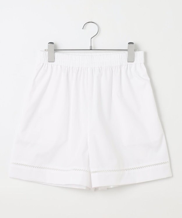 #Newans 【洗える/セットアップ可能】ハシゴレースハーフパンツ ホワイト