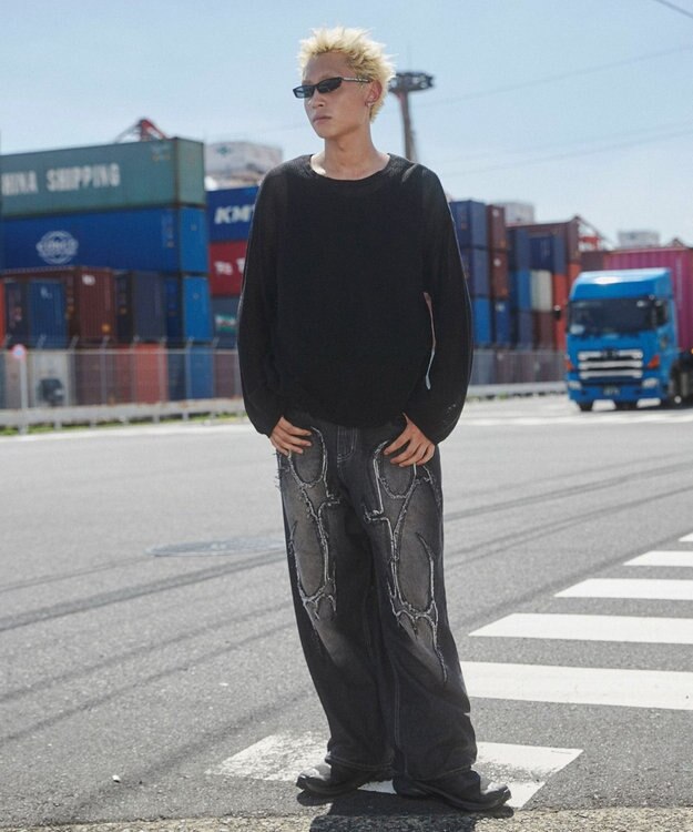 WEGO メッシュニットプルオーバー（LS） ブラック