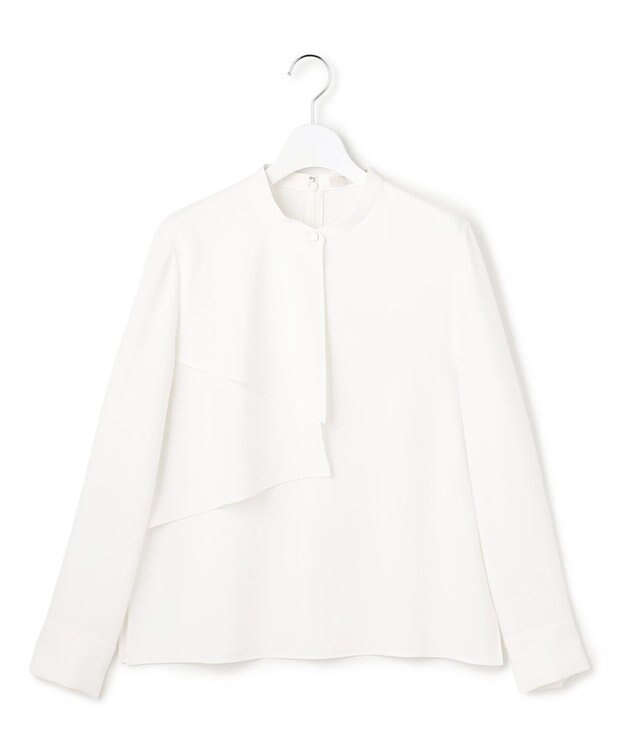 ICB ストレッチジョーゼット ラッフルディテール ブラウス オフホワイト