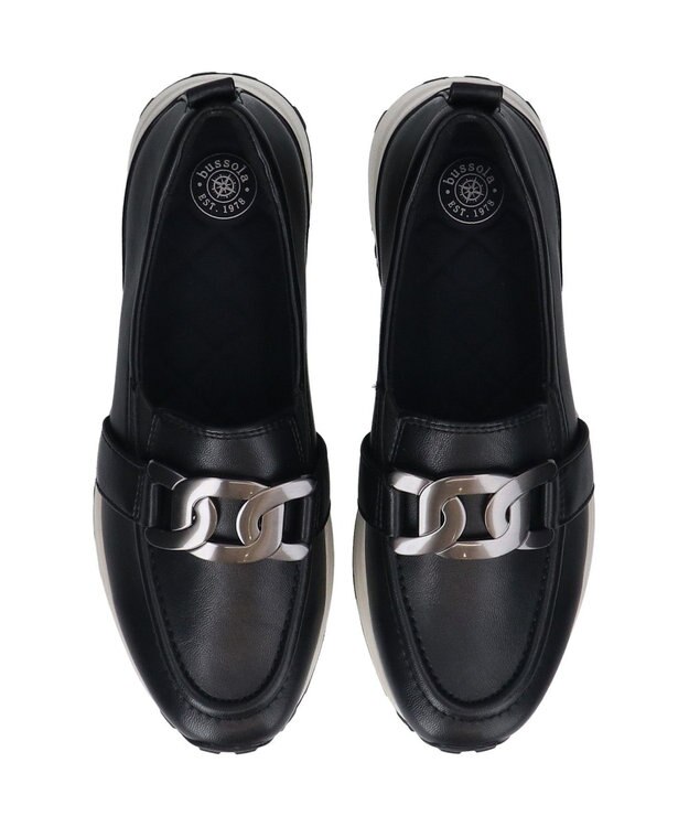 INTER-CHAUSSURES 【BUSSOLA】メタル飾りローファースニーカー ブラック