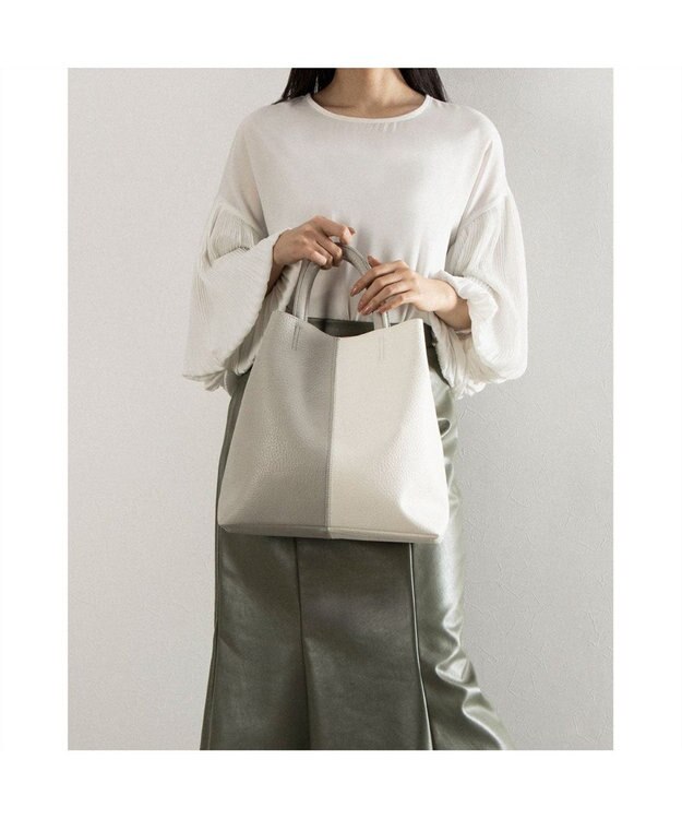 UNBILLION カシュカシュ cachecache / バイカラーフェイクレザートート グレーミックス