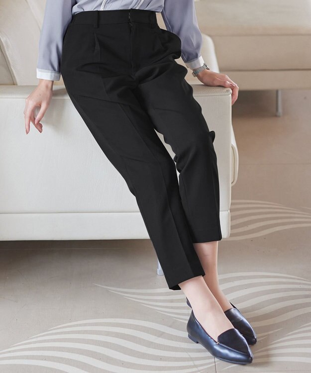 Tiaclasse 【小倉優子さん着用・ダブルクロス・洗える】テーパードパンツ ブラック