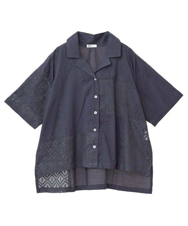 CRAFT STANDARD BOUTIQUE レースパッチワークシャツ Black