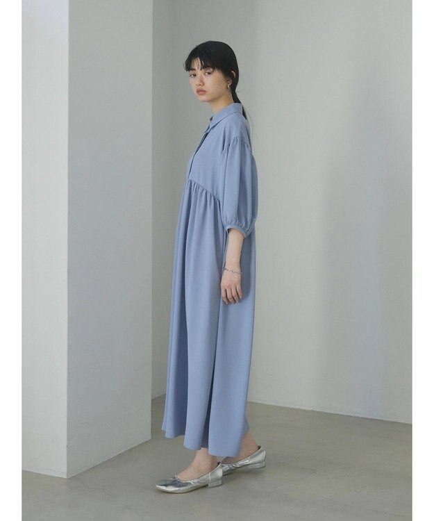 Green Parks ａ．衿付き切り替えワンピース Blue