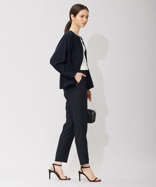 ICB リヨセルナイロンワッシャー ノーカラーブルゾン ネイビー系