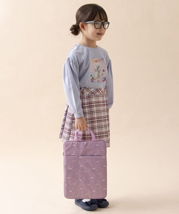 ANY KIDS 刺繍PC・タブレットケース ピンク×リボン