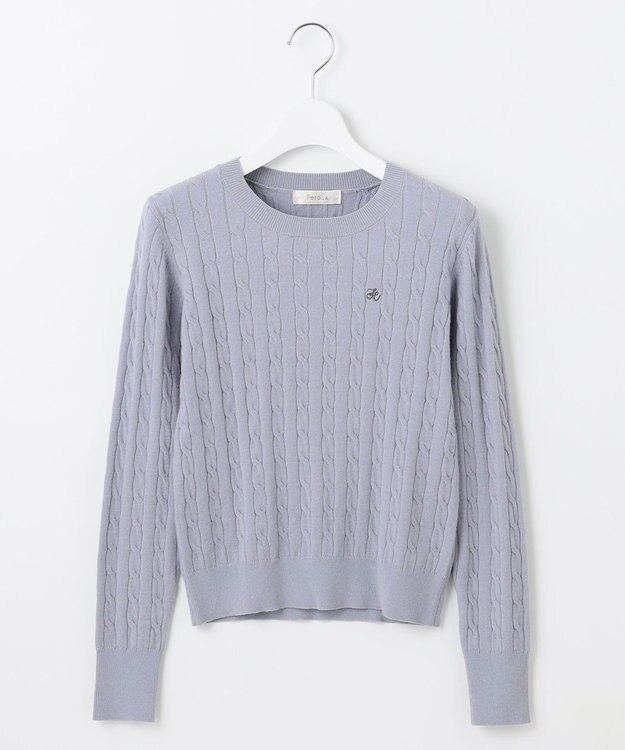 Feroux 【洗える】ケーブル ニット ブルー系
