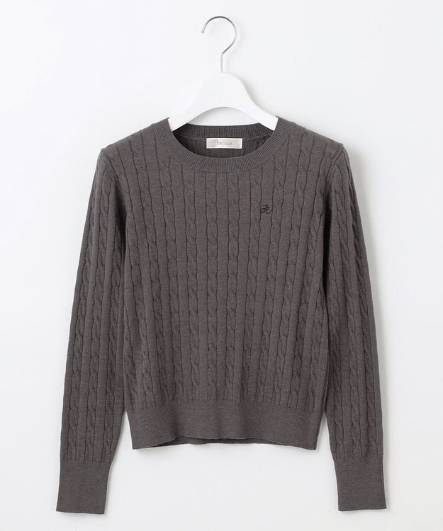 Feroux 【洗える】ケーブル ニット グレー系