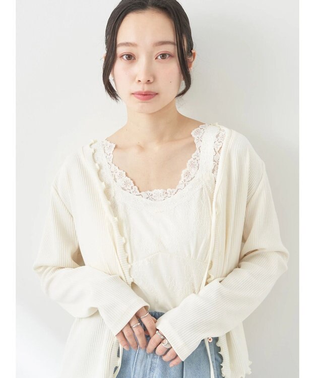 earth music&ecology 総レースキャミソール Ivory